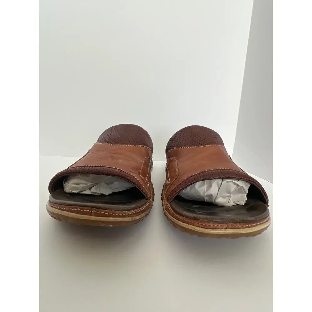 Cole Haan Nike Air Brown Two Tone Leather Open Toe Slide Sandals Men Size 10M